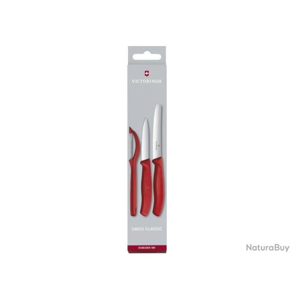 SET 3 PIECES VICTORINOX SWISSCLASSIC ROUGE couteaux d'office