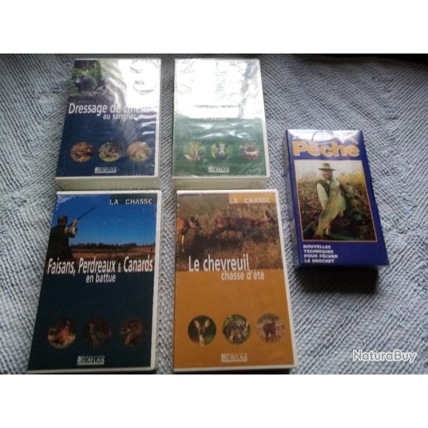 Lot Cassettes neuves  VHS sur la chasse et la p�che.