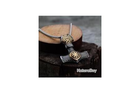 Collier Viking la Puissance de Mjöllnir avec sa Boîte en Bois