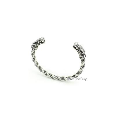 Bracelet Têtes De Dragons En Argent Massif - Mailles Torsadées, Longueur 22 Cm, Occasion Très Bon état