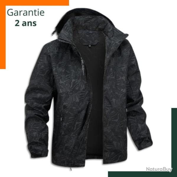 Coupe vent imperm�able - Tailles M � 4XL, tissu doux, r�sistant � l'abrasion, capuche amovible, noir