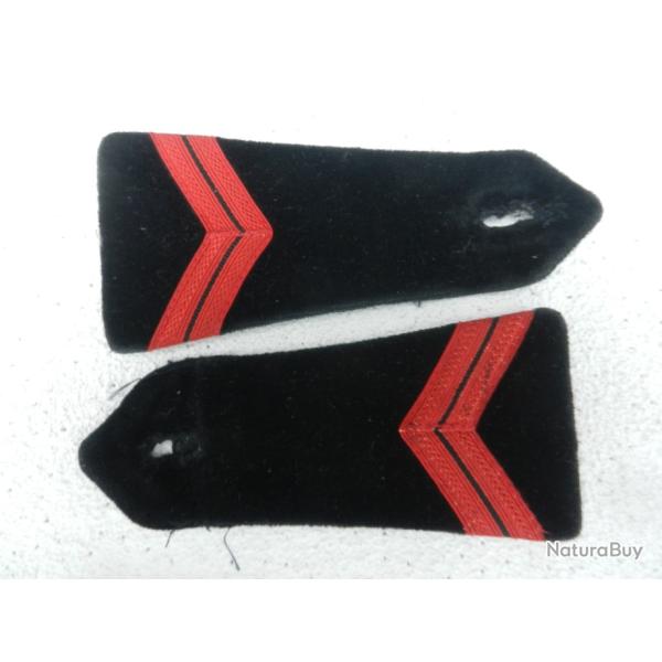 anciennes pattes d'�paules velours noir caporal pompiers