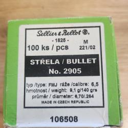 100 Ogives S&B Cal 6.5 mm 140Gr SP