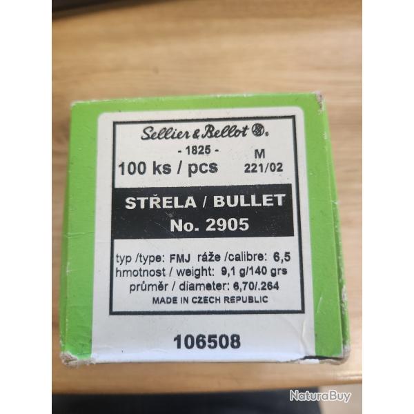 100 Ogives S&B Cal 6.5 mm 140Gr SP
