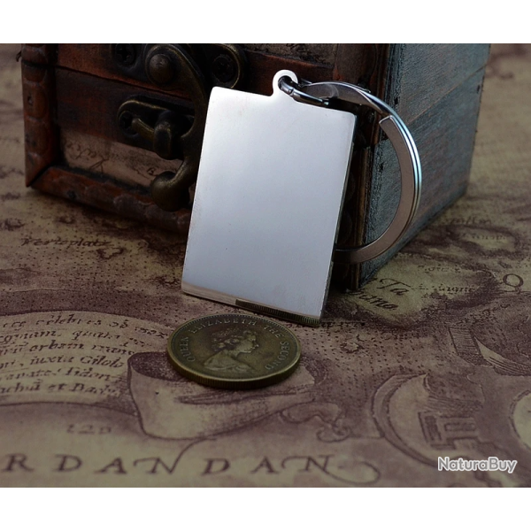 Porte cl�s (photo � graver) en acier inoxydable � personnaliser