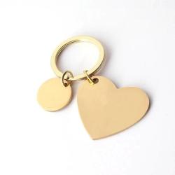 Porte cl&eacute; coeur dor&eacute; en m&eacute;tal &agrave; personnaliser