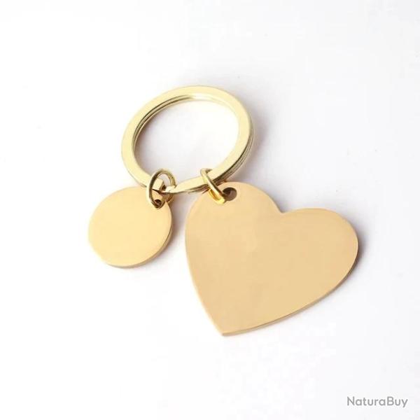 Porte cl� coeur dor� en m�tal � personnaliser