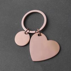 Porte cl&eacute; coeur rose dor&eacute; en m&eacute;tal &agrave; personnaliser