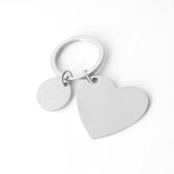 Porte cl&eacute; coeur argent&eacute; en m&eacute;tal &agrave; personnaliser