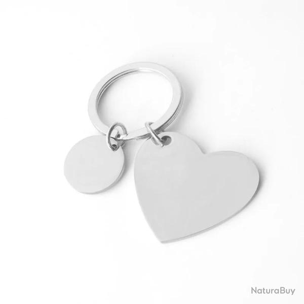 Porte cl� coeur argent� en m�tal � personnaliser