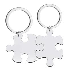 Porte cl&eacute;s puzzle en acier inoxydable &agrave; personnaliser