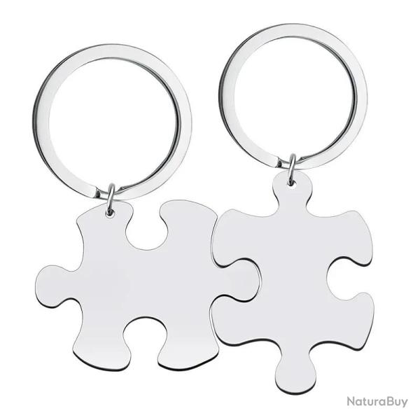 Porte cl�s puzzle en acier inoxydable � personnaliser