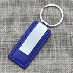 Porte cl&eacute; m&eacute;tal et cuir PU Bleu &agrave; personnaliser