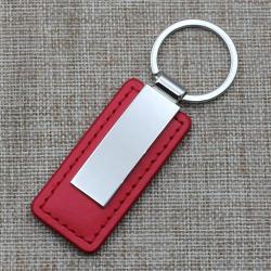 Porte cl&eacute; m&eacute;tal et cuir PU Rouge &agrave; personnaliser