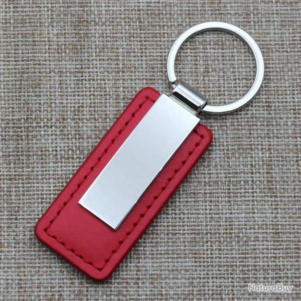Porte cl� m�tal et cuir PU Rouge � personnaliser
