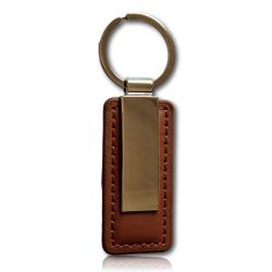 Porte cl&eacute; m&eacute;tal Marron clair et cuir PU &agrave; personnaliser