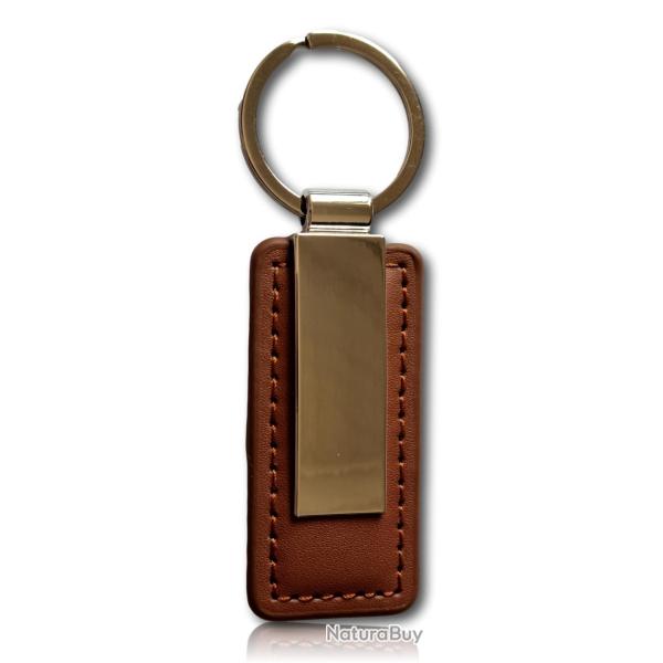 Porte cl� m�tal Marron clair et cuir PU � personnaliser