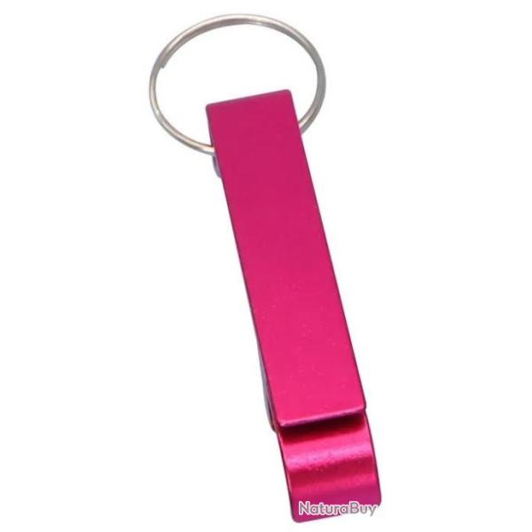 Vente Flash ! D�capsuleur m�tal Fuchsia porte cl�s personnalisable