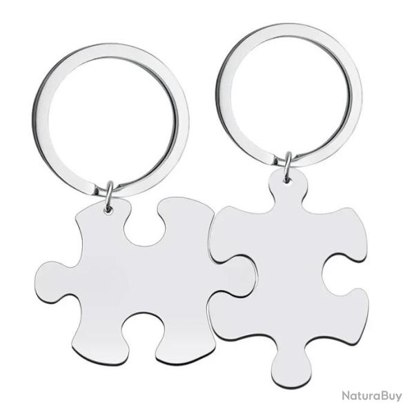Vente Flash ! Porte cl�s puzzle en acier inoxydable � personnaliser