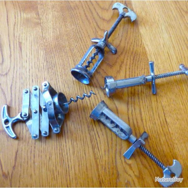 LOT DE VIEUX TIRE BOUCHONS ANCIENS POUR COLLECTION OU FONCTION - OBJET ORIGINAL A OFFRIR EN CADEAU -