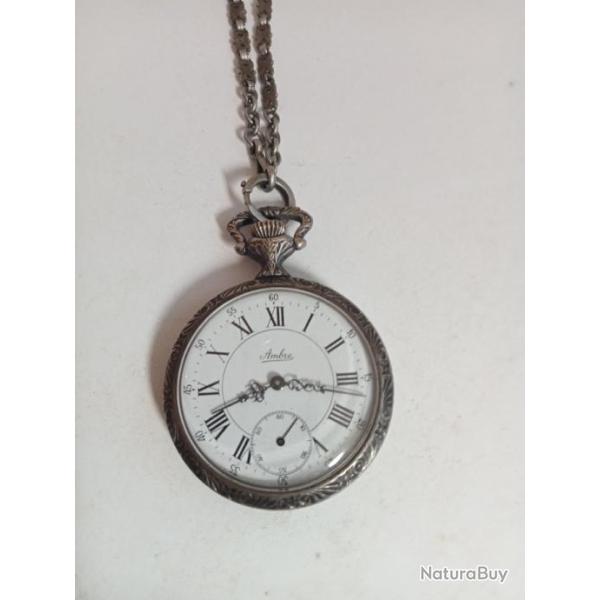 montre a gousset ancien Ambre m�canique fonctionne