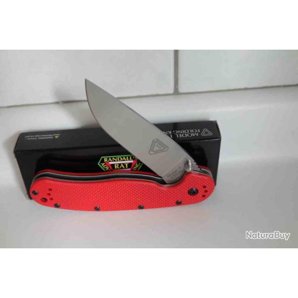 Couteau Ontario RAT Model 1 Red Manche G10 Lame Acier S35VN Satin Liner Lock Clip ON8864