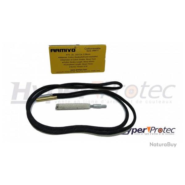 Cordon de nettoyage Calibre 22 LR et 5.56 avec �couvillon en coton pour arme