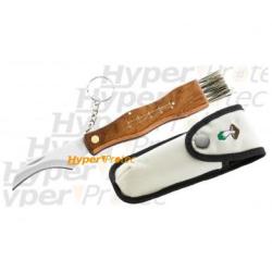 Couteau &agrave; champignons avec pincette et &eacute;tui