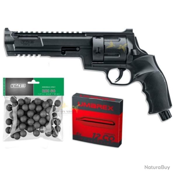 Pack revolver de dfense T4E TR68 16 joules cal.68 + 50 billes  noyau acier et 5 cartouches de CO2