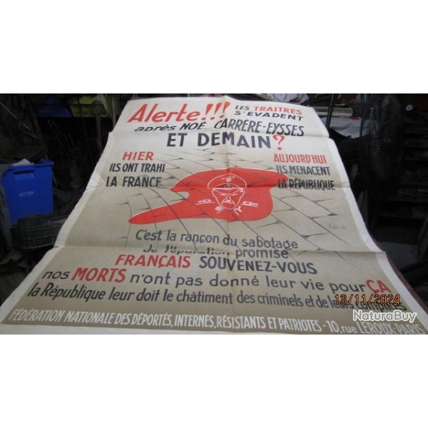 affiche politique Union Nle d�port�s r�sistants patriotes post seconde guerre post ww2