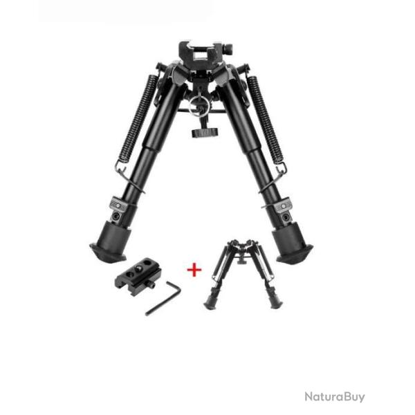 Bipied M�tal pour rail picatinny et grenadi�re avec adaptateur pour rail picatinny