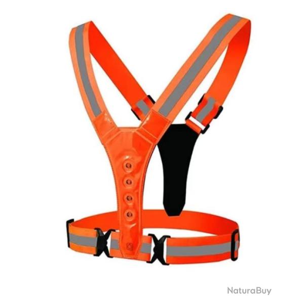 Gilet de S�curit� LED R�fl�chissant - �quipement Haute Visibilit� pour la s�curit� nocturne Orange