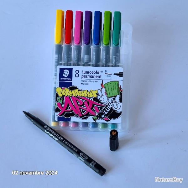 Feutres marqueur Staedtler permanent, lot de 8 couleurs , pointe M , pour toutes surfaces
