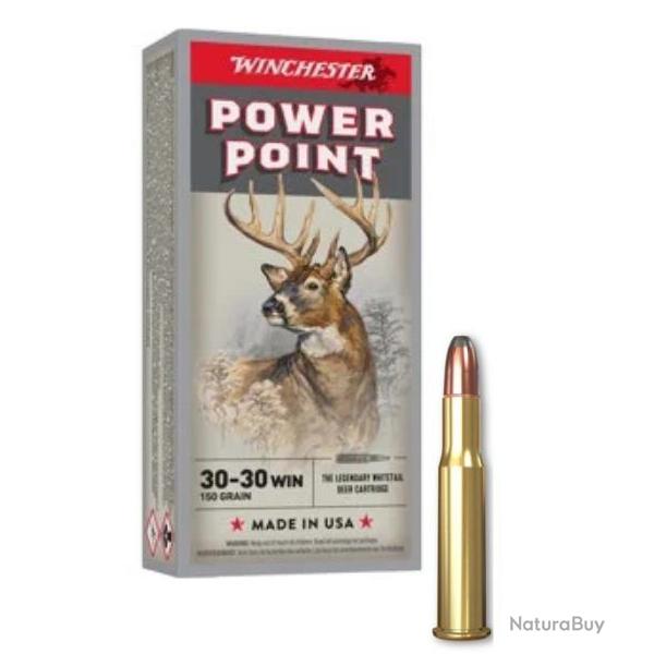 MUNITIONS WINCHESTER CALIBRE 30-30 WIN POWER POINT 150gr - 9.7g x20