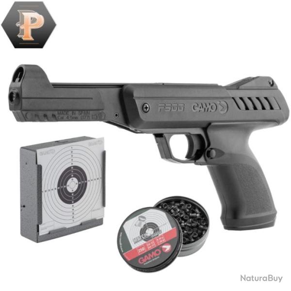 Pack Pistolet GAMO P-900 IGT GUNSET � air comprim� 2,55j. cal. 4,5 mm + plombs + porte cible + cible