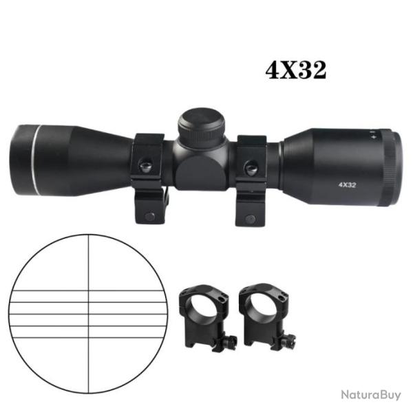 Lunette de vise optique 4X32 RAIL 20MM paiement en 3 ou 4 fois - LIVRAISON GRATUITE !!!
