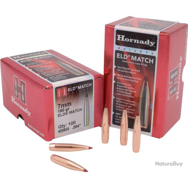 HORNADY 7mm (.284) 180 gr ELD Match - 28503 - Bo�te de 100 unit�s
