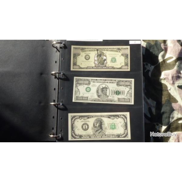 LOT DE 210 BILLETS FICTIFS USA ETATS UNIS DIVERS THEMES PRESIDENTS ETC