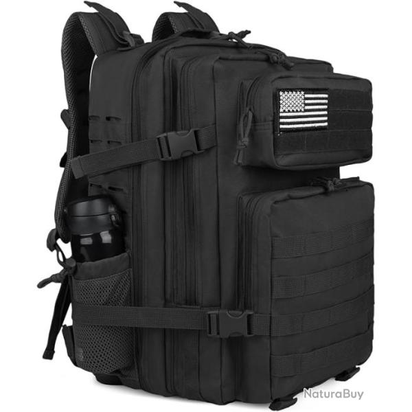 Sac � Dos Tactique Style Militaire 45L Molle Grande Capacit� Chasse P�che Randonn�e Escalade Noir