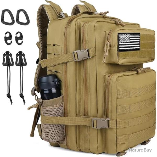 Sac � Dos Tactique Style Militaire 45L Molle Grande Capacit� Chasse P�che Escalade Randonn�e Kaki