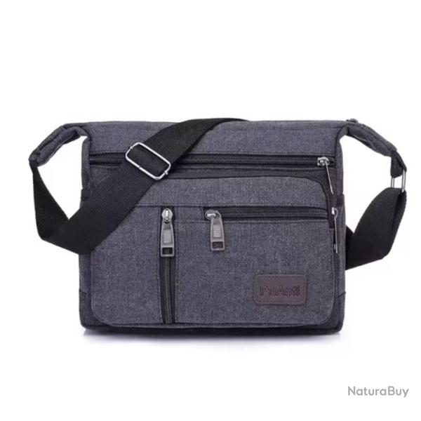 Sac besace � Bandouli�re Sacoche en Toile Vintage Voyage Travail d�contract� Noir