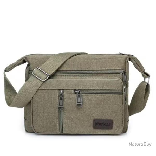 Sac besace � Bandouli�re Sacoche en Toile Vintage Voyage Travail d�contract� Vert