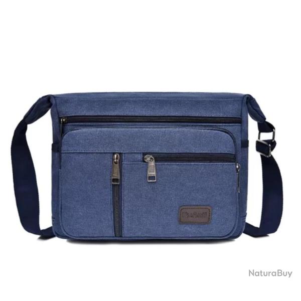 Sac besace � Bandouli�re Sacoche en Toile Vintage Voyage Travail d�contract� Bleu