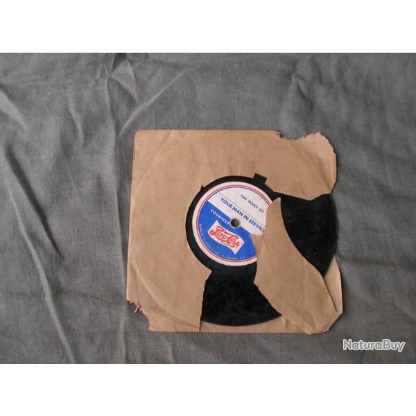 WW2/POSTWAR US DISQUE VINYLE MILITAIRE AM�RICAIN MUSIQUE/MESSAGE " PEPSI COLA "  RARE