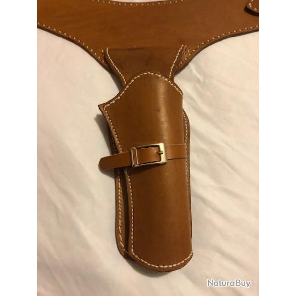 Ceinturon BUSCADERO  en cuir Epais (DROITIER)  pour Revolver Colt SAA, Navy 1851, Remington1858