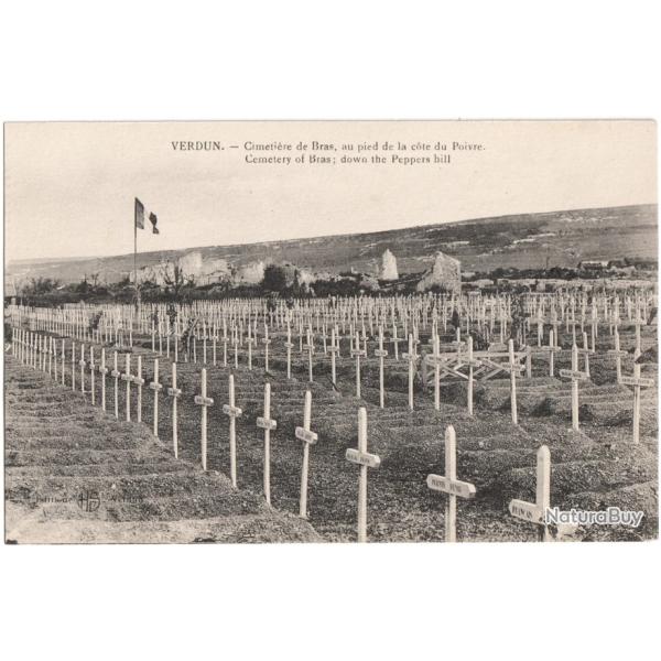 CPA MILITARIA  -  VERDUN  - CIMETI�RE DE BRAS, AU PIED DE LA C�TE DU POIVRE