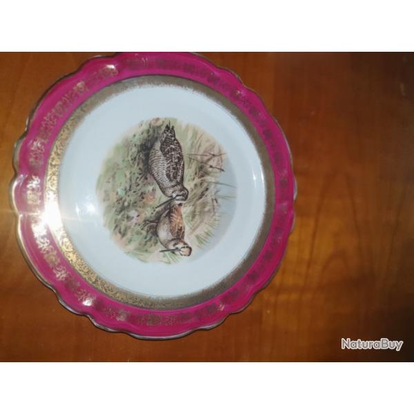 Assiette d�co b�casses porcelaine limoges