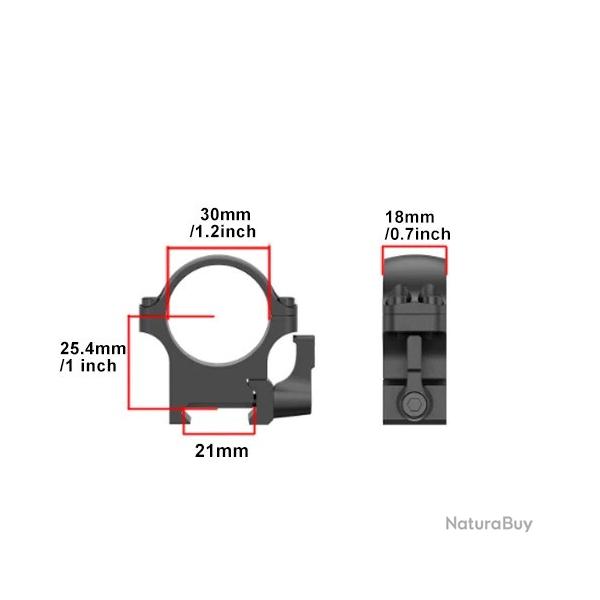 Collier de montage acier � d�gagement rapide sur rail 20mm - Montage bas 30mm