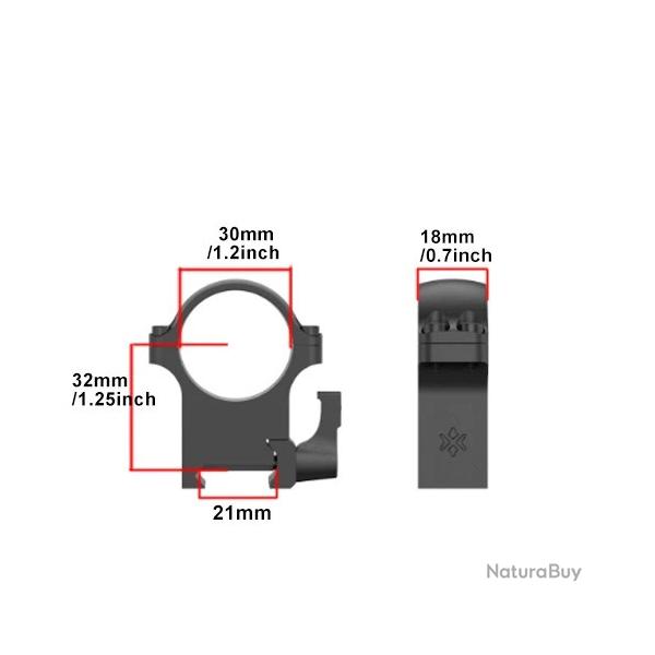 Collier de montage acier � d�gagement rapide sur rail 20mm - Montage medium 30mm