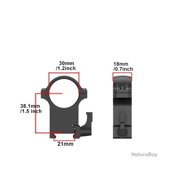 Collier de montage acier � d�gagement rapide sur rail 20mm - Montage haut 30mm